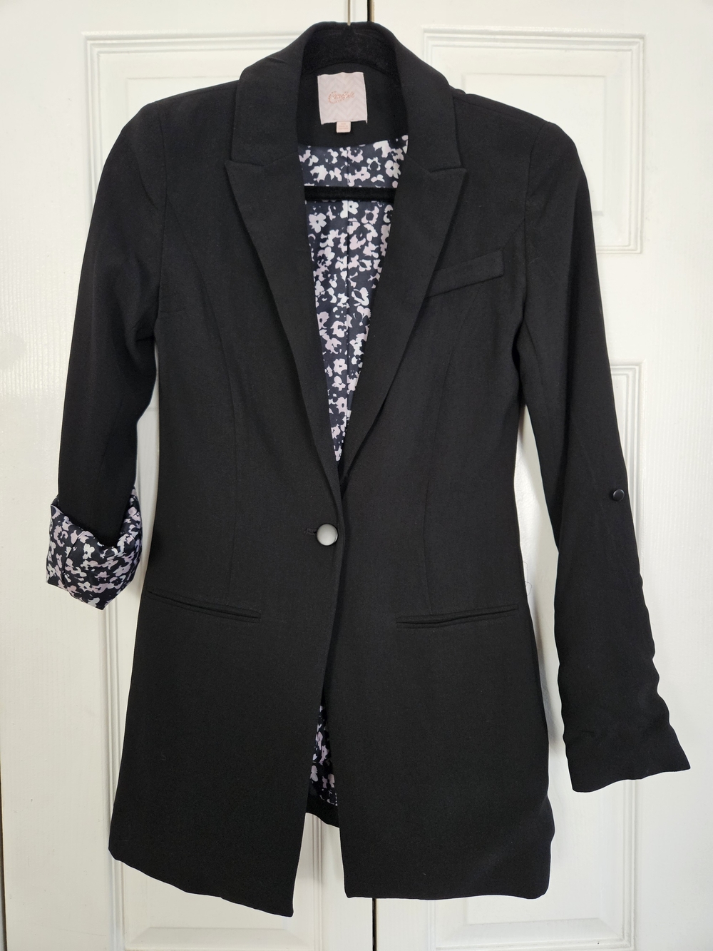 Black Womens Blazer Jacket with Floral Lining